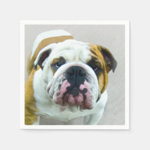 Bulldog Painting - Cute Original Dog Art Napkins