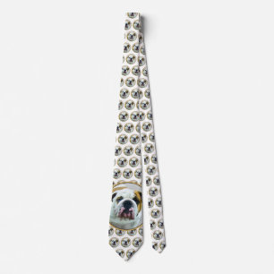 Bulldog Painting - Cute Original Dog Art Neck Tie