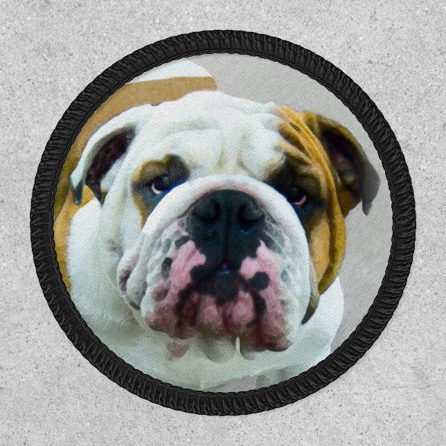 Bulldog Painting - Cute Original Dog Art Patch (Front)