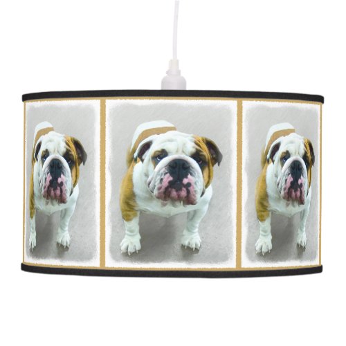 Bulldog Painting _ Cute Original Dog Art Pendant Lamp