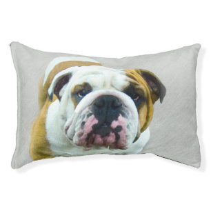 Bulldog Painting - Cute Original Dog Art Pet Bed