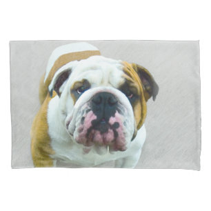 Bulldog Painting - Cute Original Dog Art Pillow Case