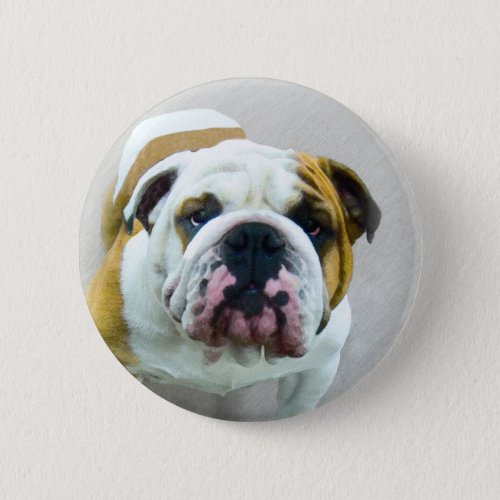 Bulldog Painting _ Cute Original Dog Art Pinback Button
