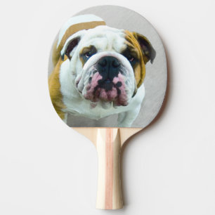 Bulldog Painting - Cute Original Dog Art Ping-Pong Paddle