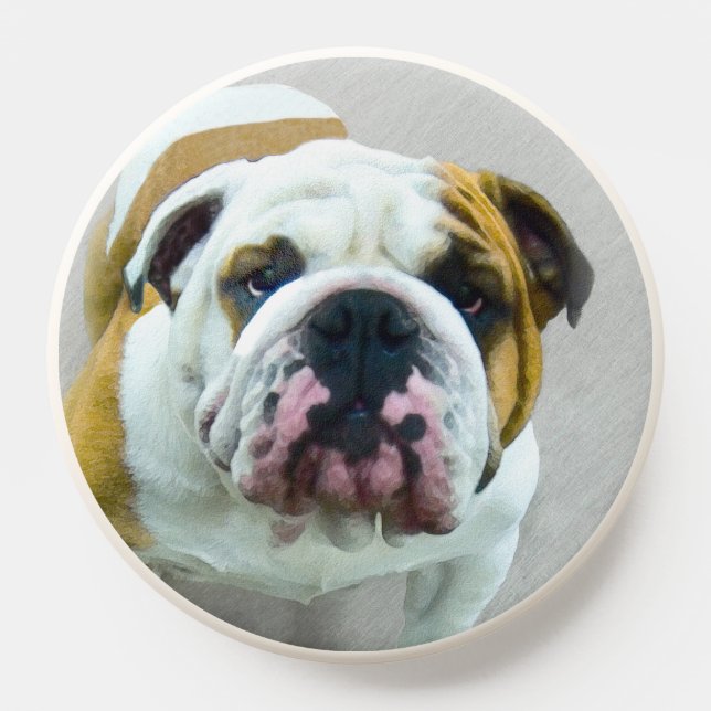 Bulldog Painting - Cute Original Dog Art PopSocket (Popsocket)