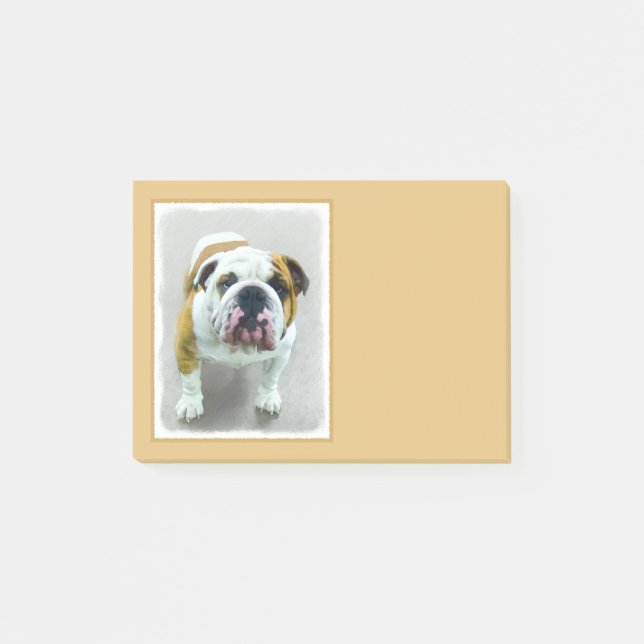 Bulldog Painting - Cute Original Dog Art Post-it Notes (Front)