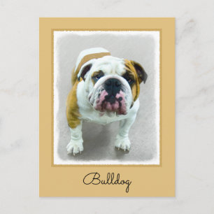 Bulldog Painting - Cute Original Dog Art Postcard