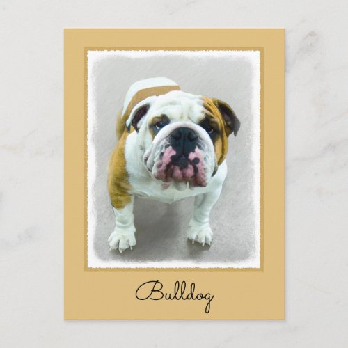 Bulldog Painting _ Cute Original Dog Art Postcard