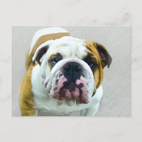 Bulldog Painting _ Cute Original Dog Art Postcard