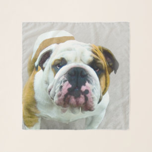 Bulldog Painting - Cute Original Dog Art Scarf