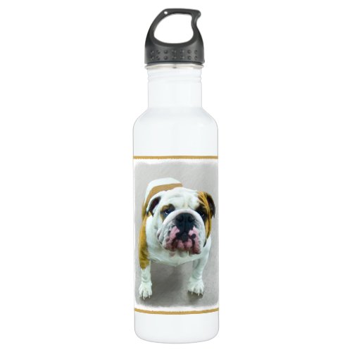 Bulldog Painting _ Cute Original Dog Art Stainless Steel Water Bottle