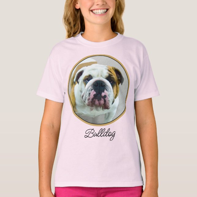 Bulldog Painting - Cute Original Dog Art T-Shirt (Front)
