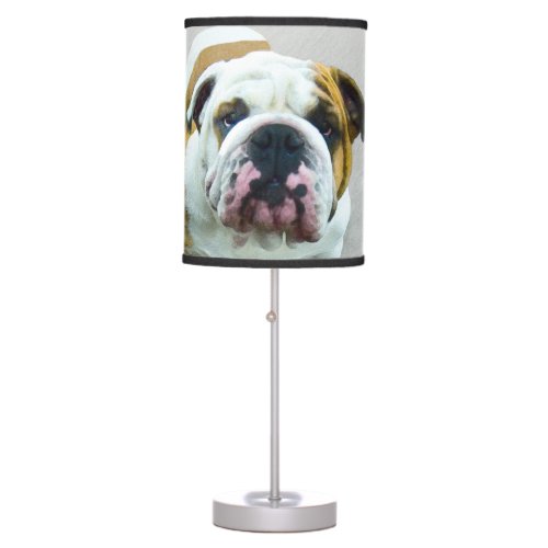 Bulldog Painting _ Cute Original Dog Art Table Lamp