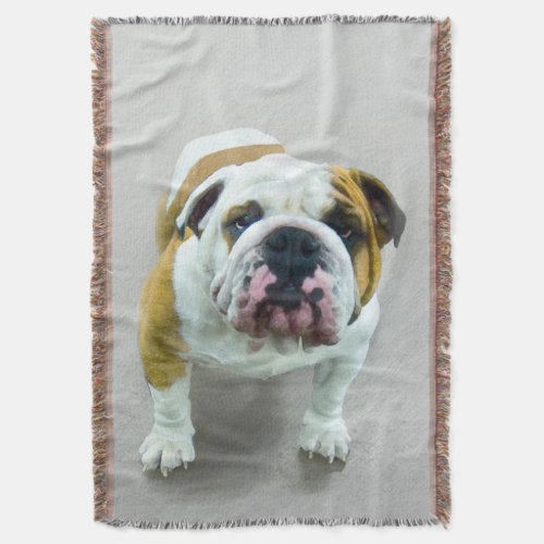 Bulldog Painting _ Cute Original Dog Art Throw Blanket