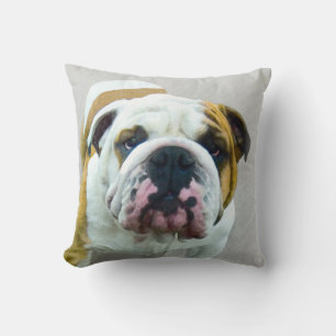 Bulldog Painting - Cute Original Dog Art Throw Pillow