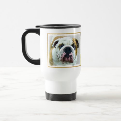 Bulldog Painting _ Cute Original Dog Art Travel Mug