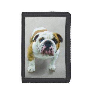 Bulldog Painting - Cute Original Dog Art Tri-fold Wallet