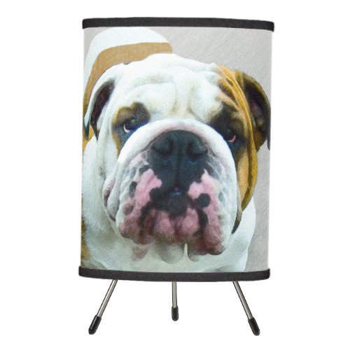 Bulldog Painting _ Cute Original Dog Art Tripod Lamp