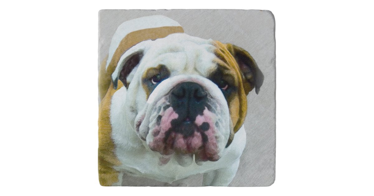 Bulldog Painting Cute Original Dog Art Trivet Zazzle Com