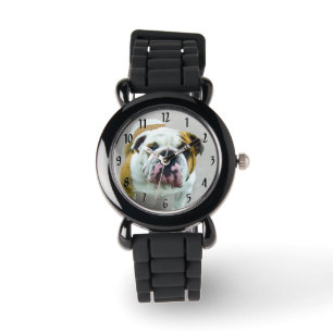 Bulldog Painting - Cute Original Dog Art Watch