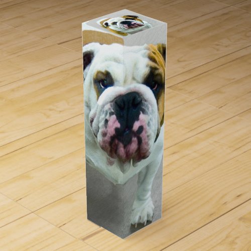 Bulldog Painting _ Cute Original Dog Art Wine Box