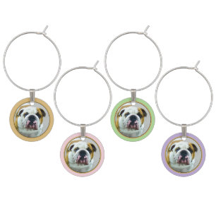 Bulldog Painting - Cute Original Dog Art Wine Charm
