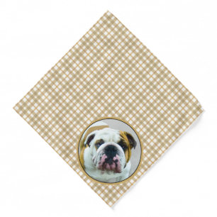 Bulldog Painting Red and White English Pet Dog Art Bandana