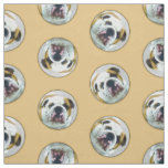 Bulldog Painting Red and White English Pet Dog Art Fabric