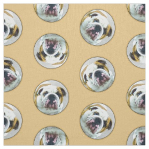 Bulldog Painting Red and White English Pet Dog Art Fabric