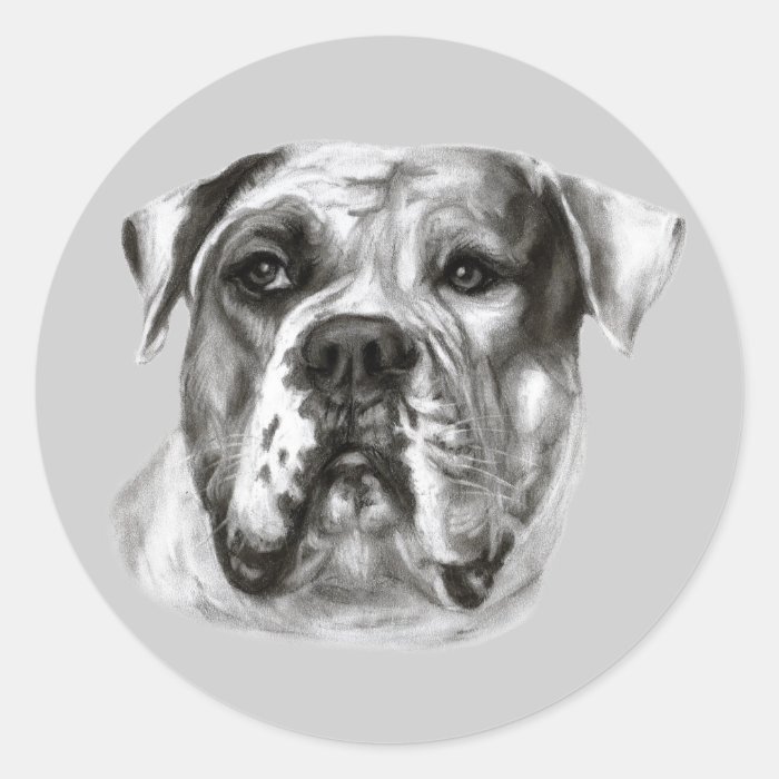 Bulldog Painting Round Sticker