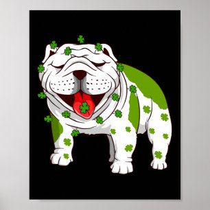 Bulldog Pajamas Shamrock St Patrick's Day Poster