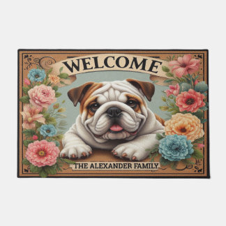 Bulldog Paradise, Personalized Name Welcome Dog Doormat