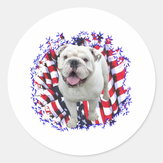 Bulldog Patriot Classic Round Sticker (Front)