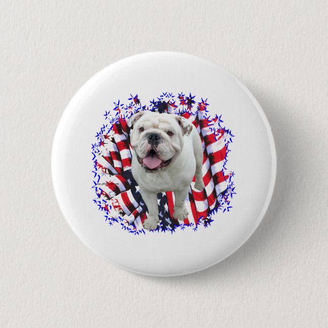 Bulldog Patriot Pinback Button (Front)