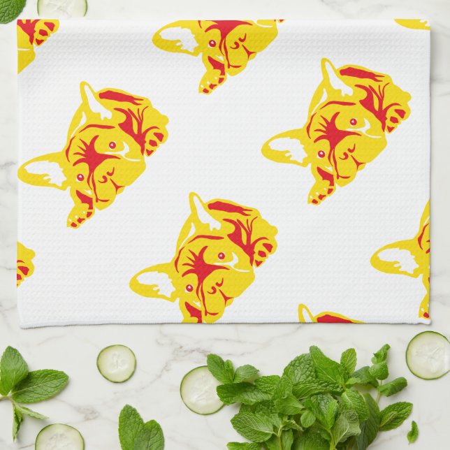 Bulldog Pattern Kitchen Towel (Folded)