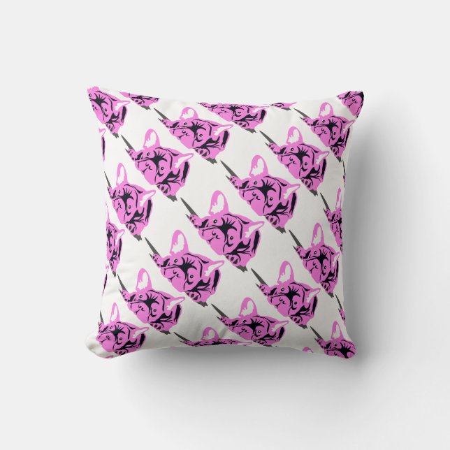 Bulldog Pattern Throw Pillow (Front)