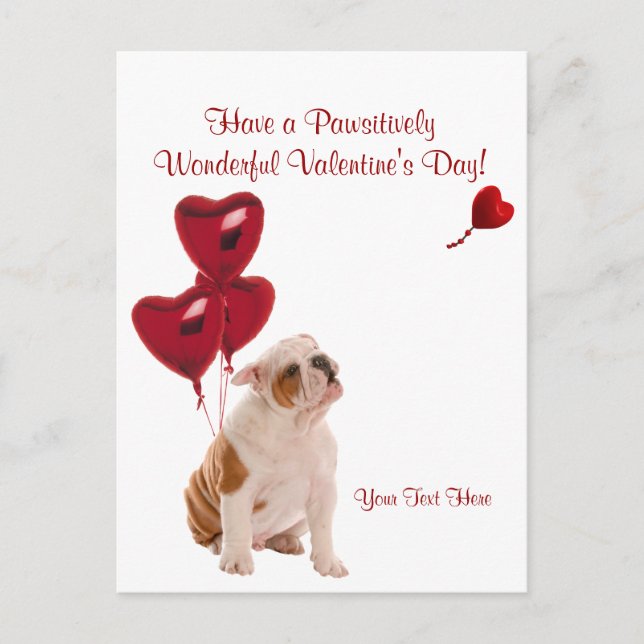Bulldog Pawsitively Wonderful Valentines Day Wish Holiday Postcard (Front)