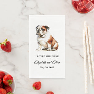Bulldog Personalized Dog Wedding Paper Guest Towels