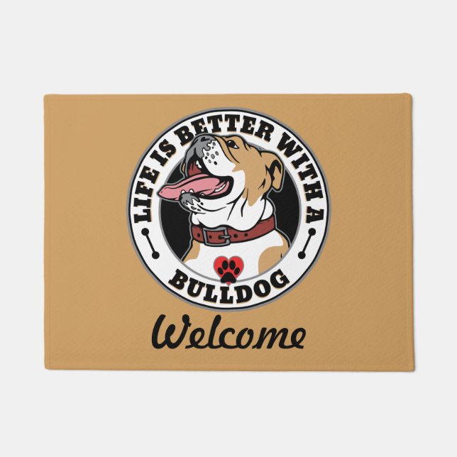Bulldog Personalized Life Is Better With A Bulldog Doormat (Front)