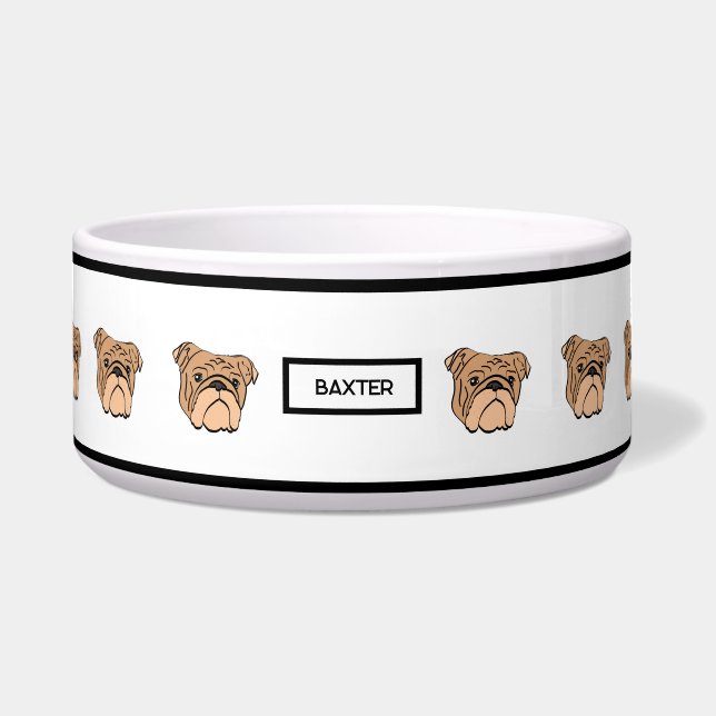 Bulldog Pet Bowl for Dogs - Brown (Front)