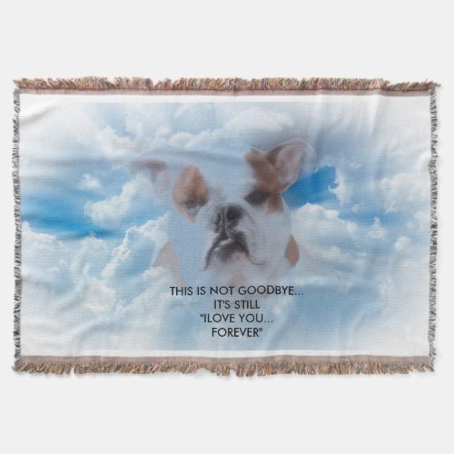 Bulldog Pet with Heaven Clouds Sympathy Throw Blanket