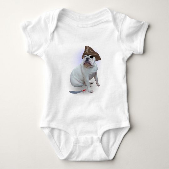 Bulldog pirate baby bodysuit