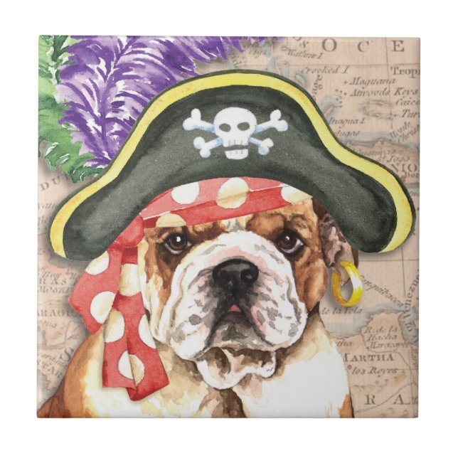 Bulldog Pirate Ceramic Tile (Front)