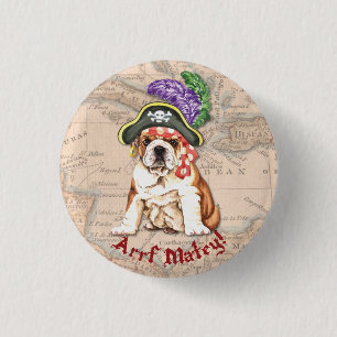 Bulldog Pirate Pinback Button