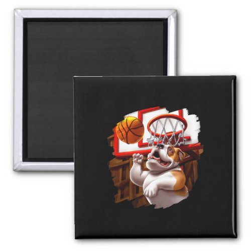 Bulldog Playing Basketball Fun Dog Basketball  Magnet