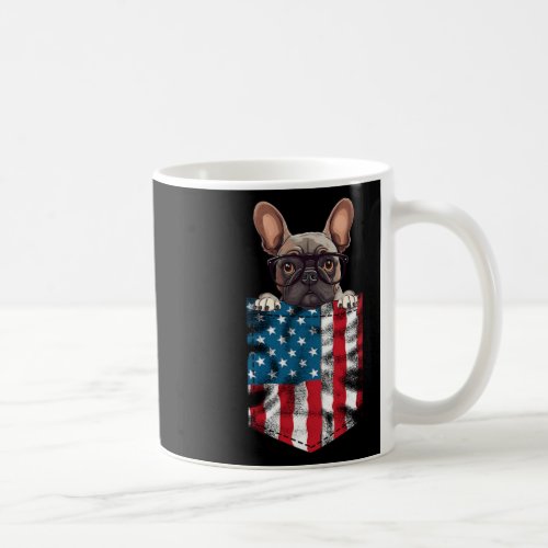 Bulldog Pocket 4th Of July American Flag Patriotic Coffee Mug