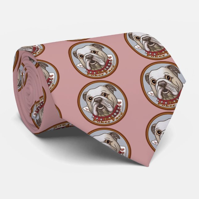 Bulldog Poker Face Neck Tie (Rolled)