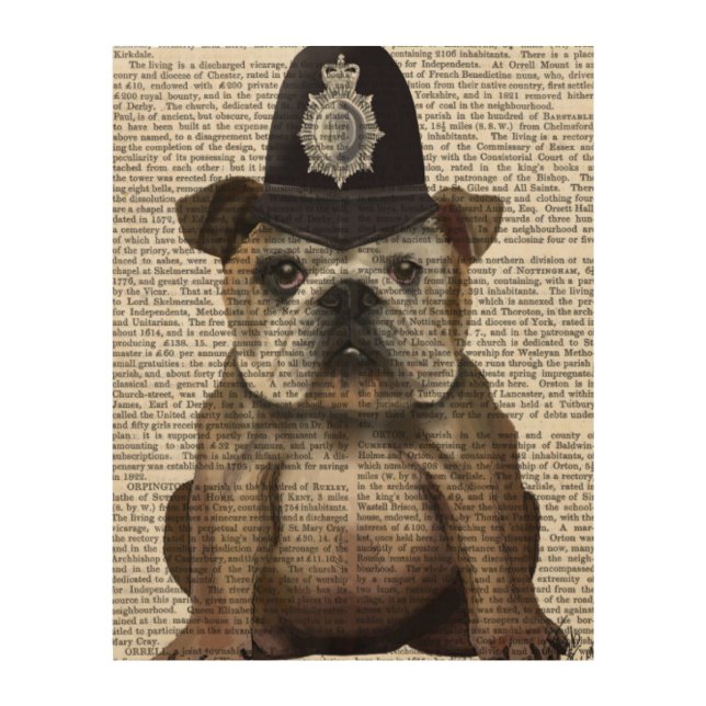 Bulldog Policeman Wood Wall Decor (Front)