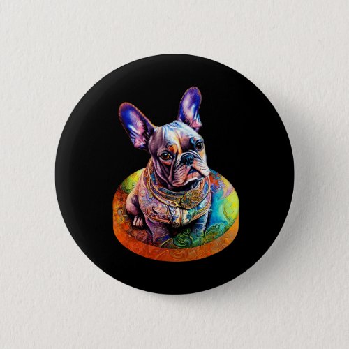 Bulldog Pop Art Colorful Portrait For Bulldog Love Button