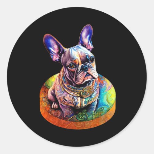 Bulldog Pop Art Colorful Portrait For Bulldog Love Classic Round Sticker